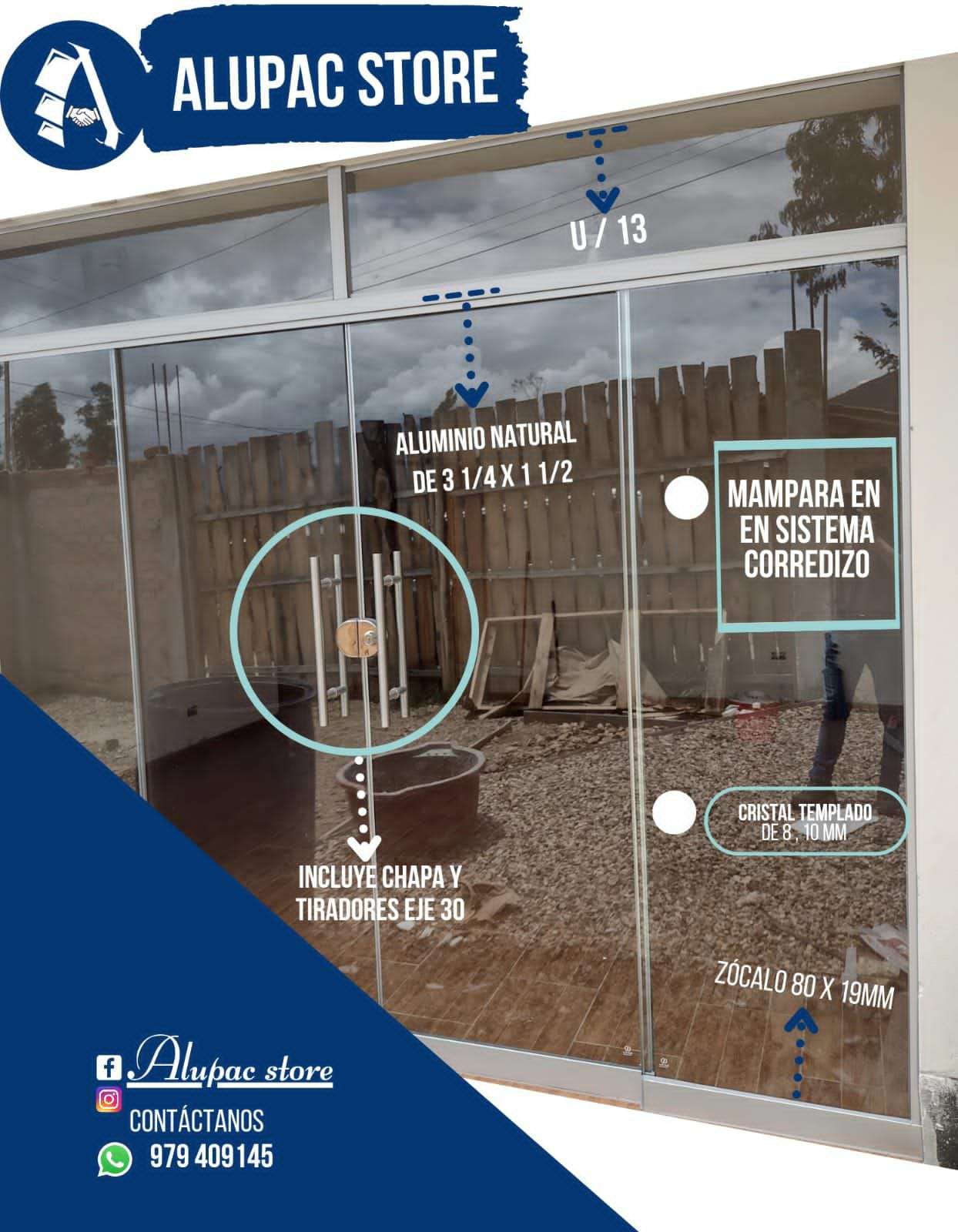 Mamparas con cristal templado Inicio Alupac Store